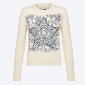 Replica Dior Men CD Sweater Ecru Cashmere Knit Blue Dior Sevilla Star Motif 2