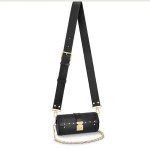 Replica Louis Vuitton Women Papillon Trunk Handbag Black Epi Cowhide Leather 2