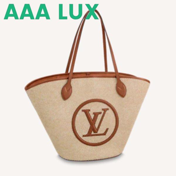 Replica Louis Vuitton Women Saint Jacques Caramel Brown Synthetic Knitted Raffia Cowhide Leather 2