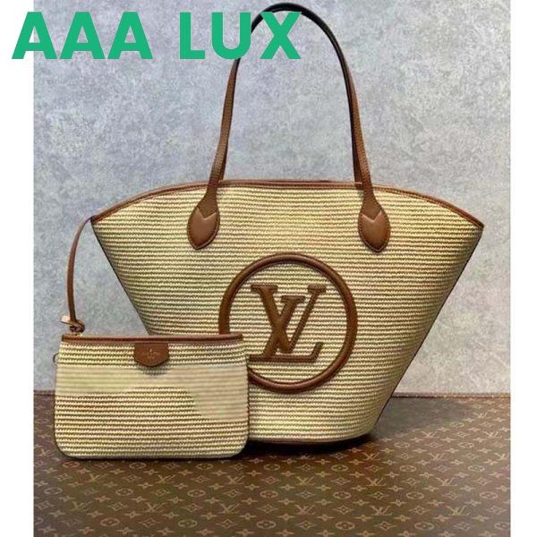 Replica Louis Vuitton Women Saint Jacques Caramel Brown Synthetic Knitted Raffia Cowhide Leather 3