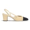 Replica Chanel Women Slingbacks in Goatskin & Grosgrain 6.7 cm Heel-Sandy