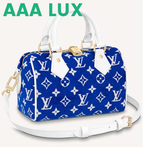 Replica Louis Vuitton Women Speedy Bandouliere 20 Bag Blue Monogram Jacquard Velvet Cowhide