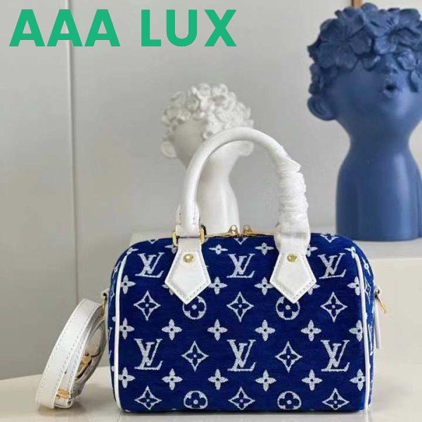 Replica Louis Vuitton Women Speedy Bandouliere 20 Bag Blue Monogram Jacquard Velvet Cowhide 3