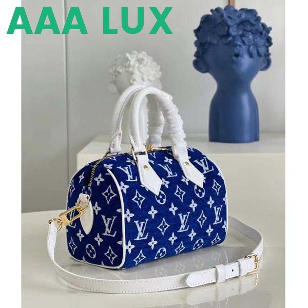 Replica Louis Vuitton Women Speedy Bandouliere 20 Bag Blue Monogram Jacquard Velvet Cowhide 4