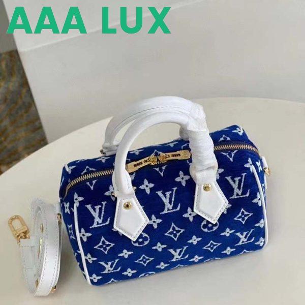 Replica Louis Vuitton Women Speedy Bandouliere 20 Bag Blue Monogram Jacquard Velvet Cowhide 5