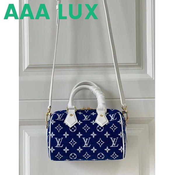 Replica Louis Vuitton Women Speedy Bandouliere 20 Bag Blue Monogram Jacquard Velvet Cowhide 7