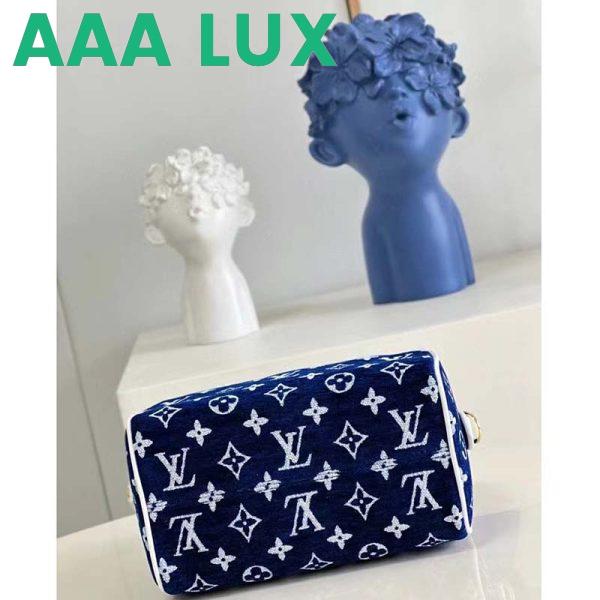 Replica Louis Vuitton Women Speedy Bandouliere 20 Bag Blue Monogram Jacquard Velvet Cowhide 8
