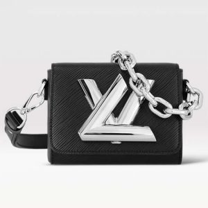 Replica Louis Vuitton Women Twist Lock XL Black Epi Cowhide Leather Microfiber Lining 2