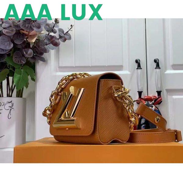 Replica Louis Vuitton Women Twist Lock XL Gold Brown Epi Cowhide Leather Microfiber 4