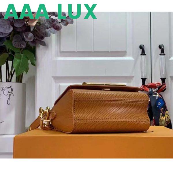 Replica Louis Vuitton Women Twist Lock XL Gold Brown Epi Cowhide Leather Microfiber 6