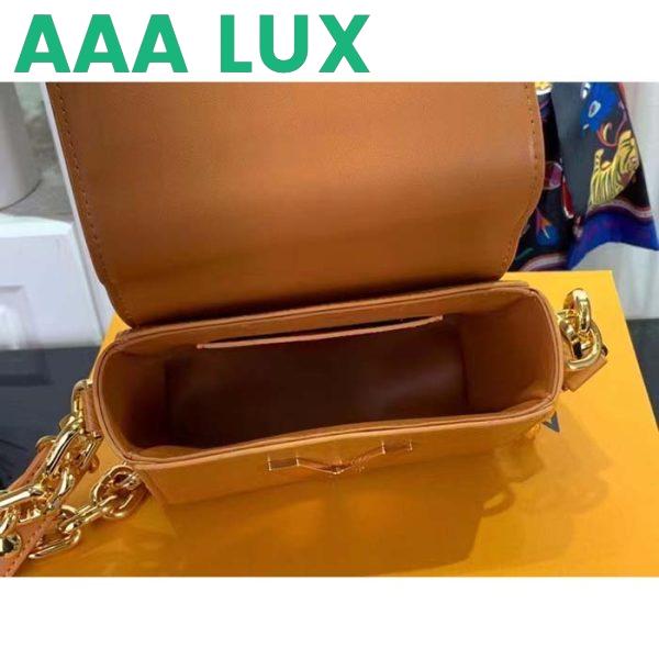 Replica Louis Vuitton Women Twist Lock XL Gold Brown Epi Cowhide Leather Microfiber 7