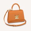 Replica Louis Vuitton Women Twist Lock XL Gold Brown Epi Cowhide Leather Microfiber 14