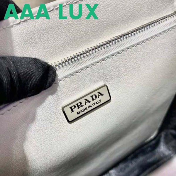 Replica Prada Women Brushed Leather Tote Bag-White 9
