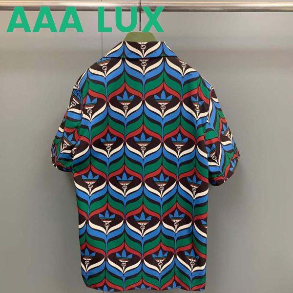 Replica Gucci GG Women Adidas x Gucci Trefoil Print Bowling Shirt Straight Hem Side Vents Viscose 3