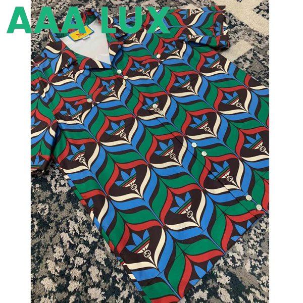Replica Gucci GG Women Adidas x Gucci Trefoil Print Bowling Shirt Straight Hem Side Vents Viscose 6