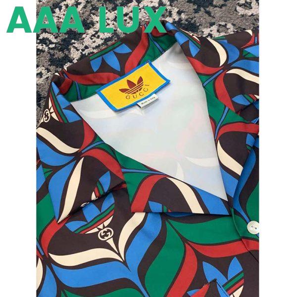 Replica Gucci GG Women Adidas x Gucci Trefoil Print Bowling Shirt Straight Hem Side Vents Viscose 8