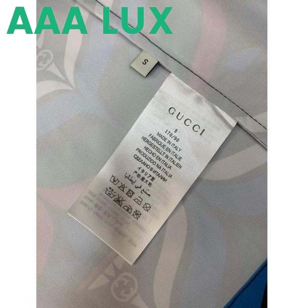 Replica Gucci GG Women Adidas x Gucci Trefoil Print Bowling Shirt Straight Hem Side Vents Viscose 9