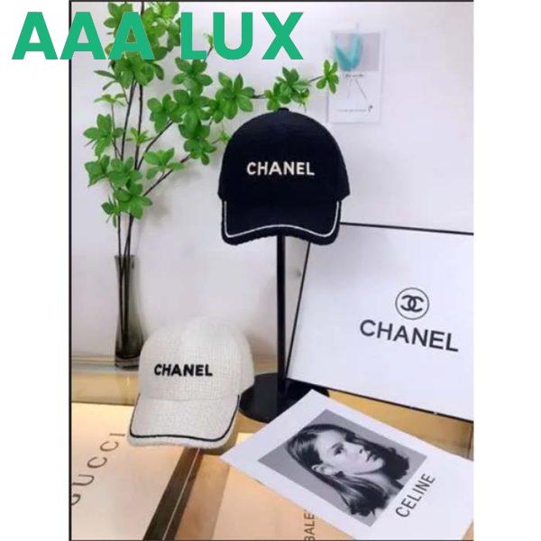 Replica Chanel Unisex CC One Size Black White Cotton Hat 3