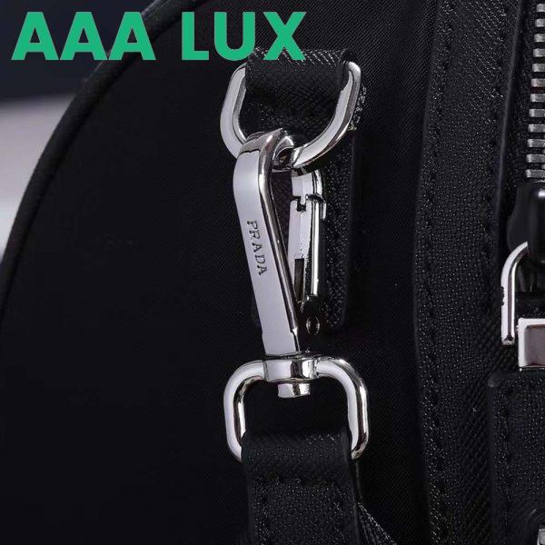 Replica Prada Unisex Re-Nylon Saffiano Leather Handles Duffle Black Bag 10
