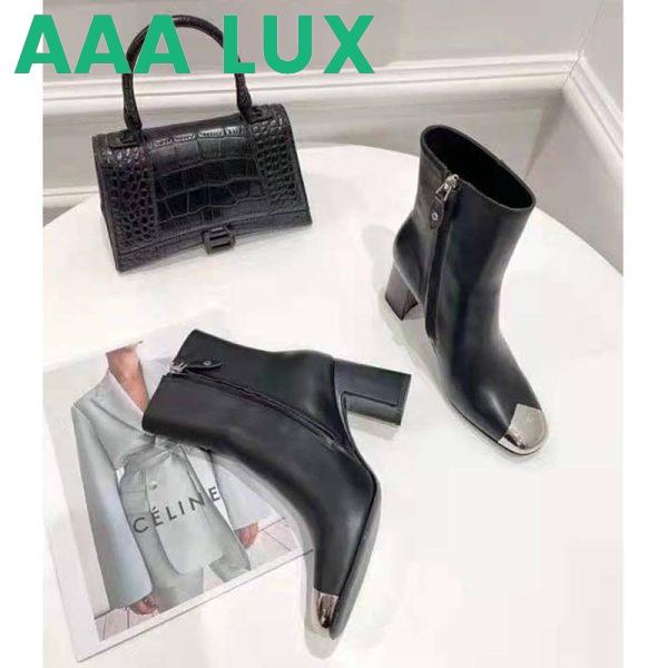 Replica Louis Vuitton LV Women Louise Ankle Boot LV Circle Signature Black Calf Leather Metal Toe Cap 9