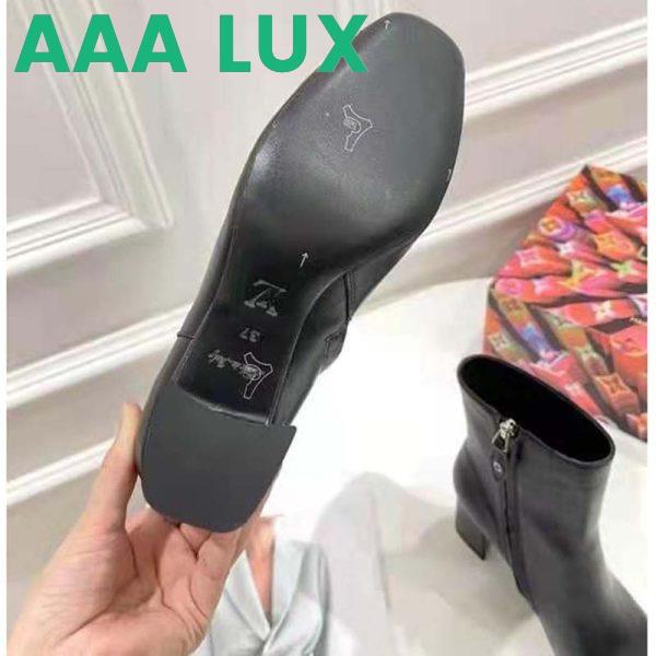Replica Louis Vuitton LV Women Louise Ankle Boot LV Circle Signature Black Calf Leather Metal Toe Cap 10