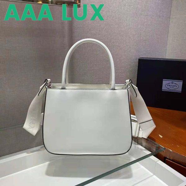 Replica Prada Women Brushed Leather Handbag Nylon Lining-White 4