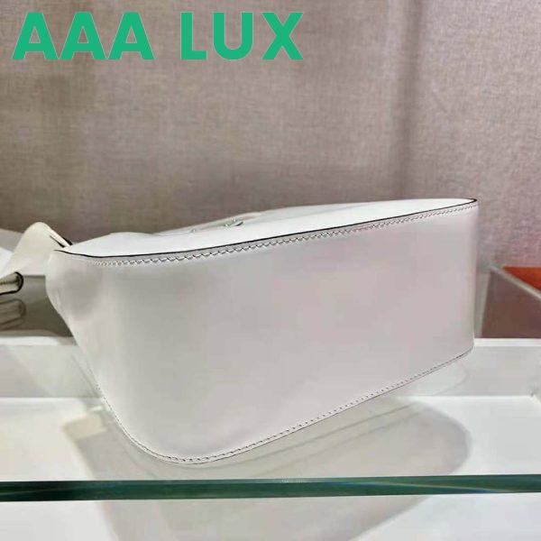 Replica Prada Women Brushed Leather Handbag Nylon Lining-White 7