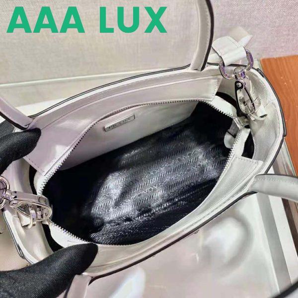 Replica Prada Women Brushed Leather Handbag Nylon Lining-White 8
