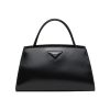Replica Prada Women Brushed Leather Handbag-Black