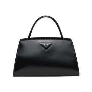 Replica Prada Women Brushed Leather Handbag-Black 2