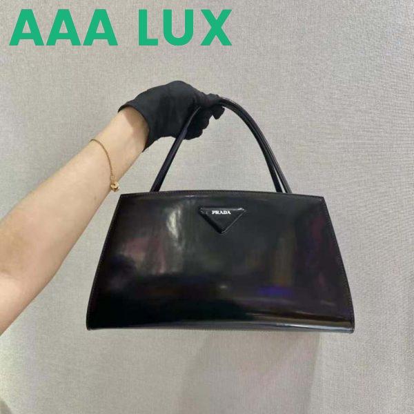 Replica Prada Women Brushed Leather Handbag-Black 3