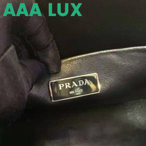 Replica Prada Women Brushed Leather Handbag-Black 11