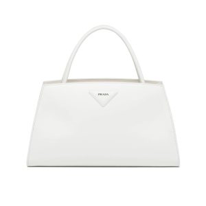 Replica Prada Women Brushed Leather Handbag-White