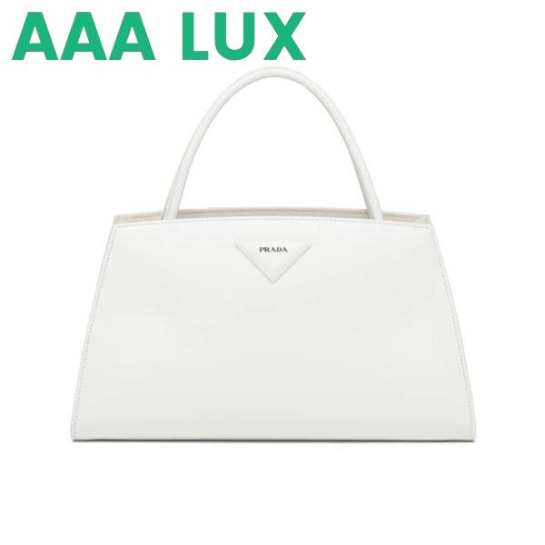 Replica Prada Women Brushed Leather Handbag-White 2