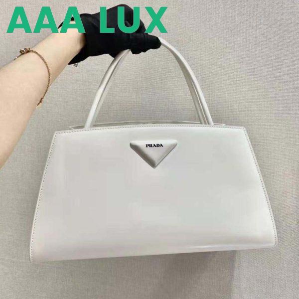 Replica Prada Women Brushed Leather Handbag-White 3