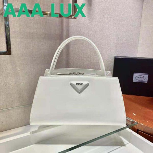 Replica Prada Women Brushed Leather Handbag-White 4