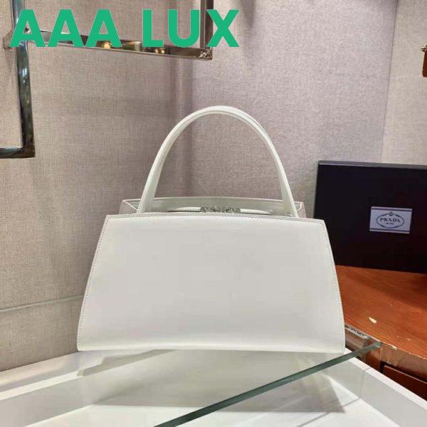 Replica Prada Women Brushed Leather Handbag-White 5