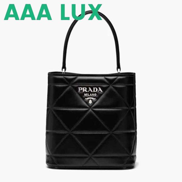 Replica Prada Women Bucket Design Spectrum Leather Bag-Black