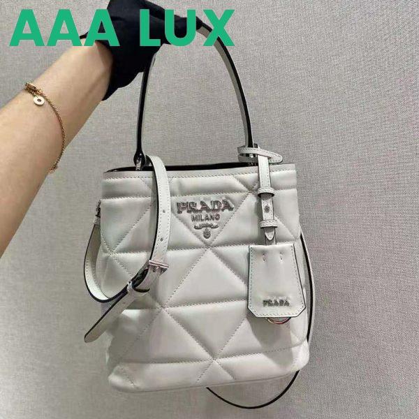 Replica Prada Women Bucket Design Spectrum Leather Bag-White 3