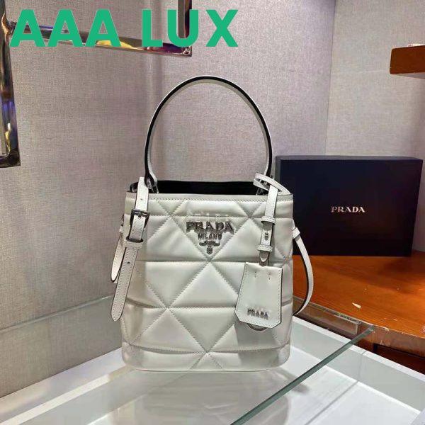 Replica Prada Women Bucket Design Spectrum Leather Bag-White 4