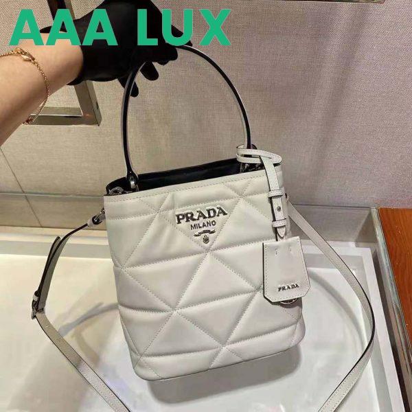 Replica Prada Women Bucket Design Spectrum Leather Bag-White 5