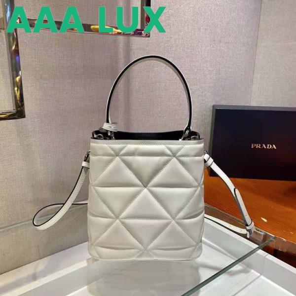 Replica Prada Women Bucket Design Spectrum Leather Bag-White 6