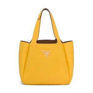 Replica Prada Women Calf Leather Handbag-Yellow 2