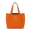 Replica Prada Women Calf Leather Handbag-Orange