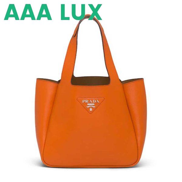 Replica Prada Women Calf Leather Handbag-Orange 2
