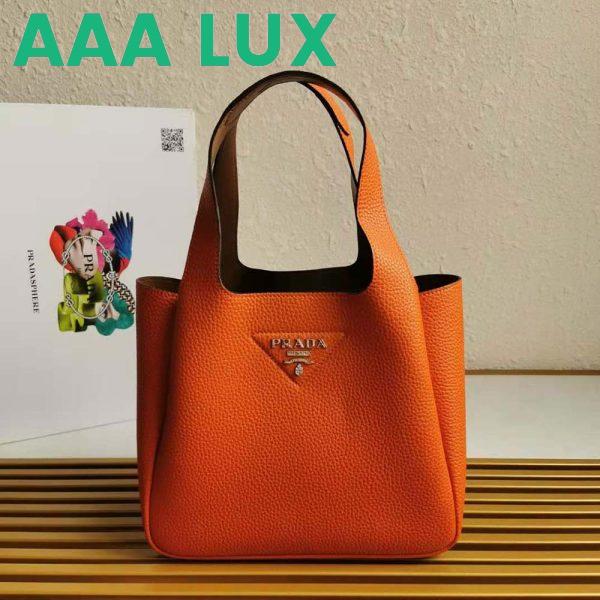 Replica Prada Women Calf Leather Handbag-Orange 3