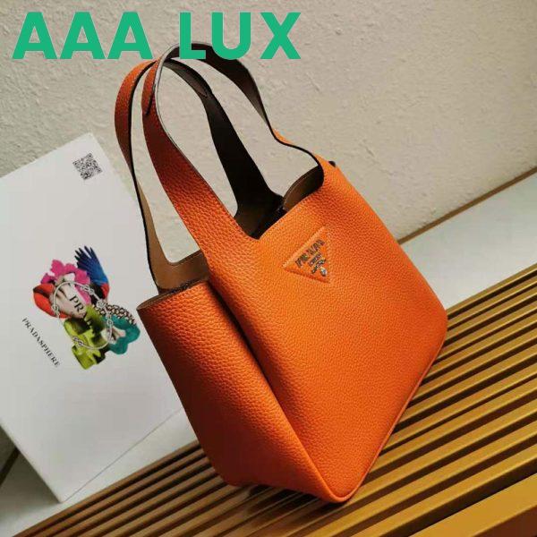 Replica Prada Women Calf Leather Handbag-Orange 5