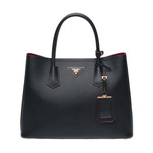 Replica Prada Women Double Saffiano Leather Bag