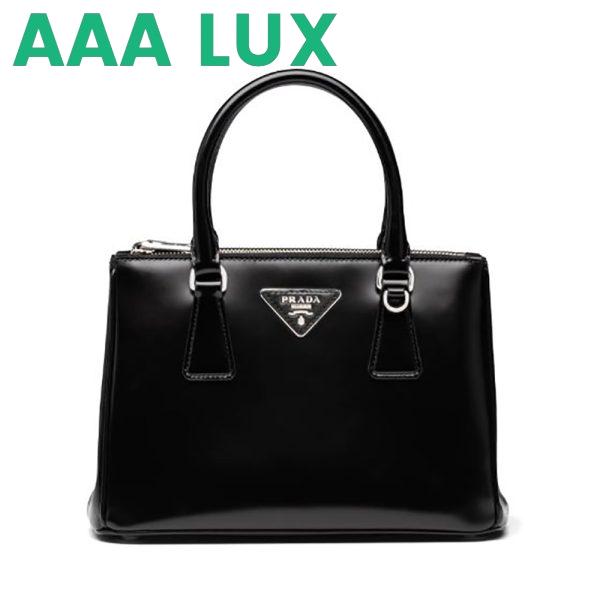 Replica Prada Women Galleria Brushed Leather Small Bag-Black 2
