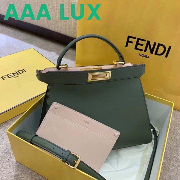 Replica Fendi Women FF Peekaboo Medium Calfskin Leather Bag-Dark Green 4